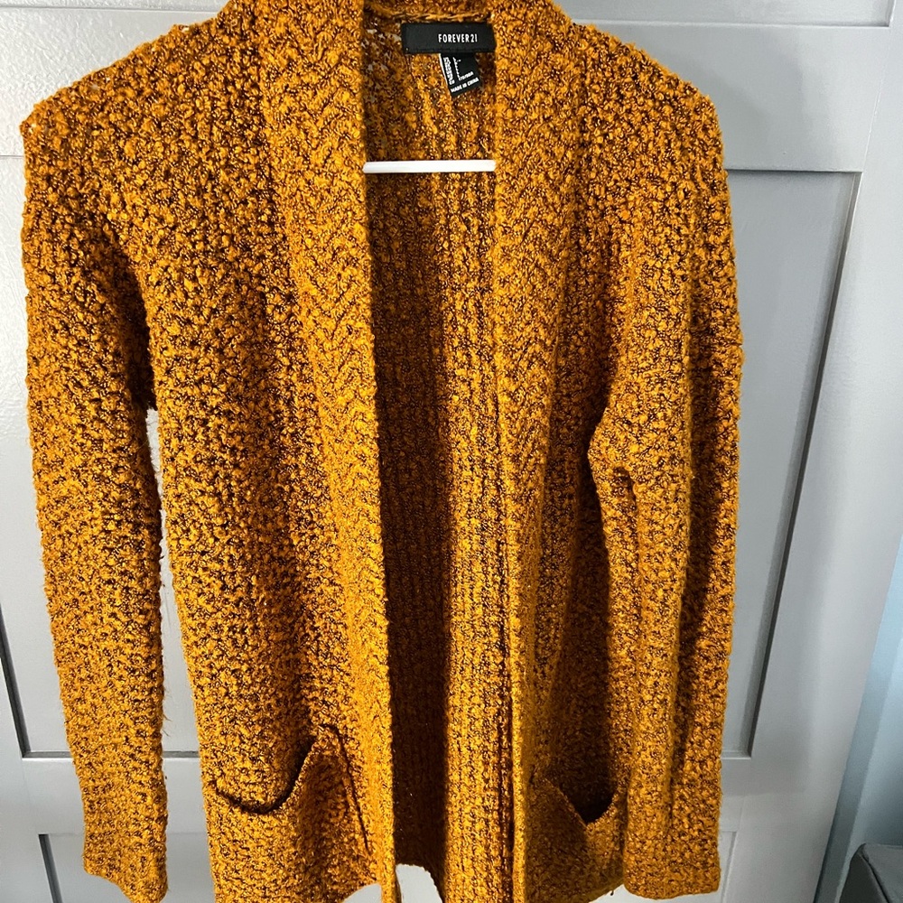 Forever 21 Mustard Yellow Knit Cardigan